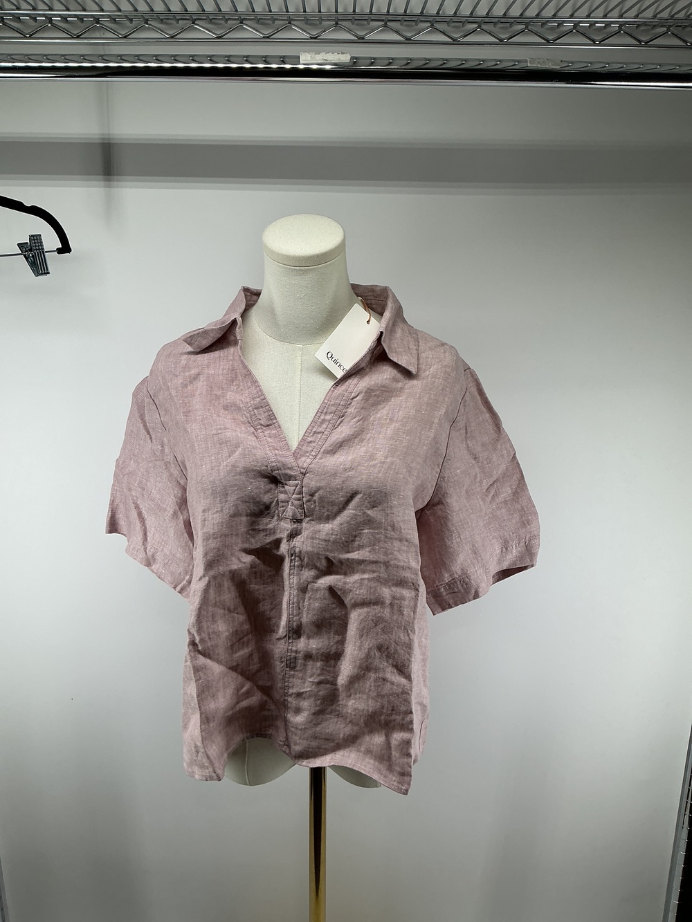 100% European Linen Short Sleeve Popover Top